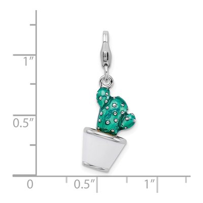 Sterling Silver Enamel Cactus Charm – view 6