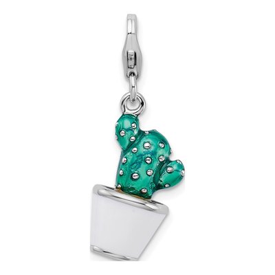 Sterling Silver Enamel Cactus Charm