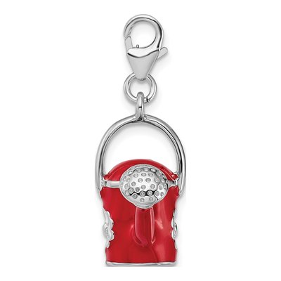 Sterling Silver Red Watering Can Charm – view 3