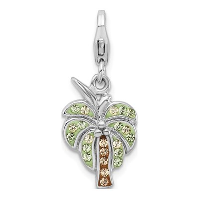 Sterling Silver Crystal Palm Tree Charm