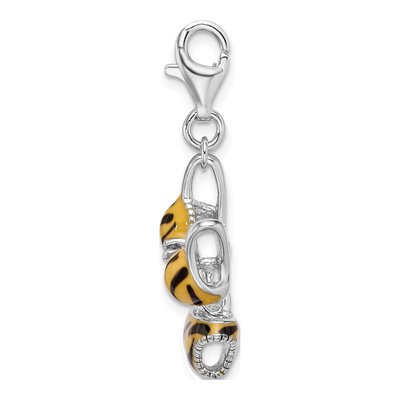 Sterling Silver CZ 3-D Enamel Tiger Bikini Pendant – view 3