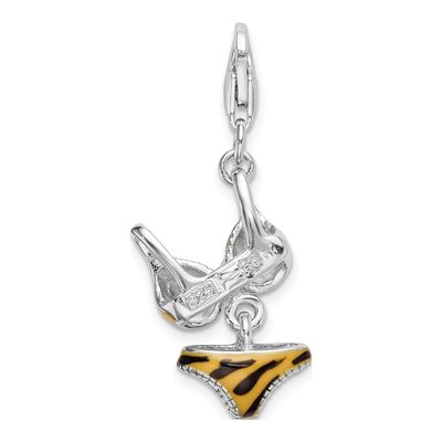 Sterling Silver CZ 3-D Enamel Tiger Bikini Pendant – view 4