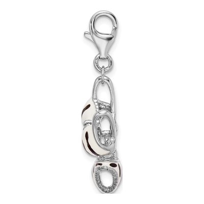 Sterling Silver CZ 3-D Enamel Zebra Bikini Pendant – view 3