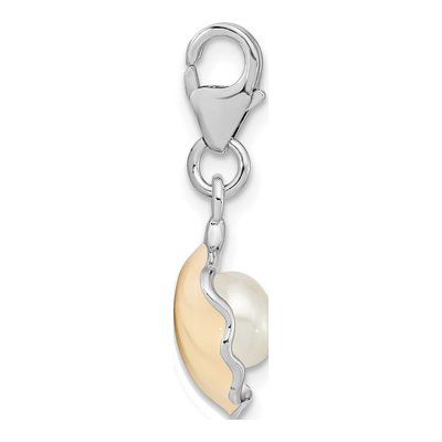 Sterling Silver Freshwater Cultured Pearl Shell Charm – view 3