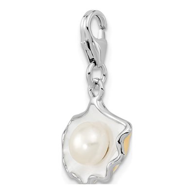 Sterling Silver Freshwater Cultured Pearl Shell Charm – view 5