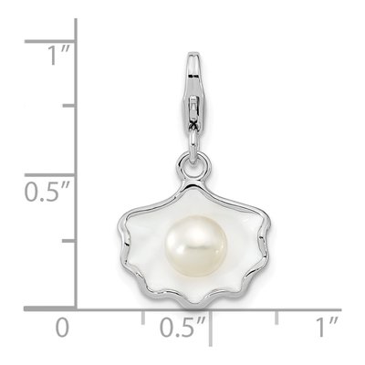 Sterling Silver Freshwater Cultured Pearl Shell Charm – view 6