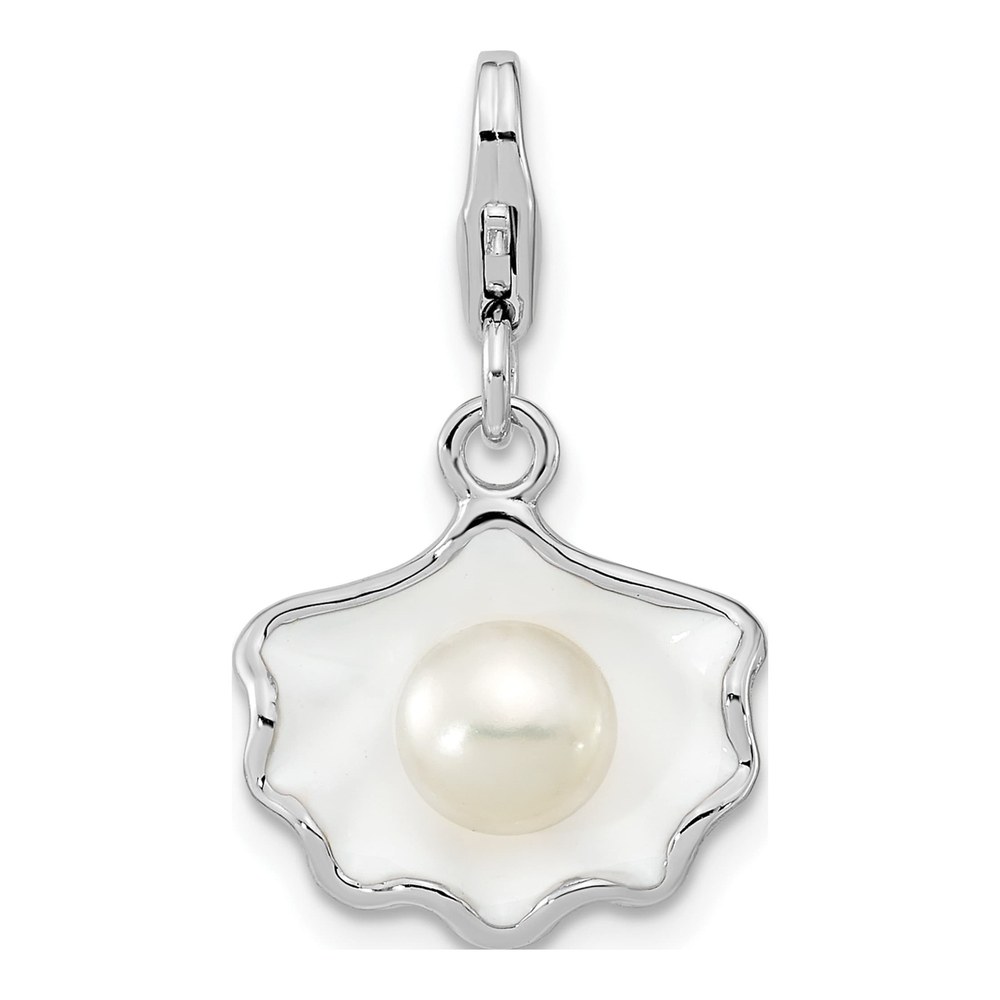 Sterling Silver Freshwater Cultured Pearl Shell Charm