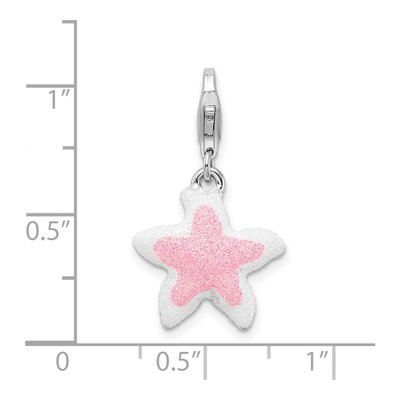 Sterling Silver Pink Enamel Starfish Charm – view 5