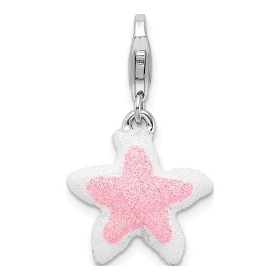 Sterling Silver Pink Enamel Starfish Charm