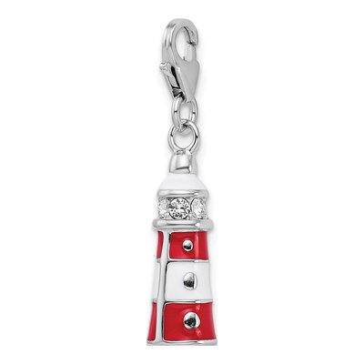Sterling Silver Crystal Lighthouse Charm – view 5