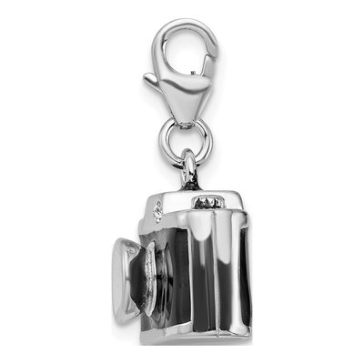 Sterling Silver Crystal 3-D Camera Charm – view 3