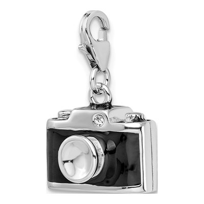 Sterling Silver Crystal 3-D Camera Charm – view 5