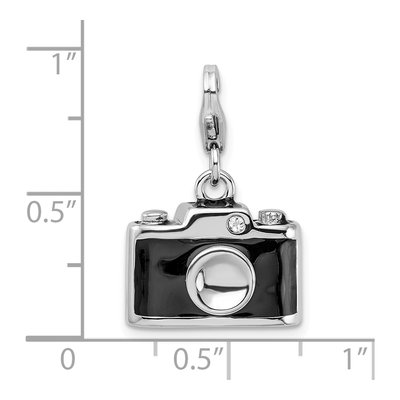 Sterling Silver Crystal 3-D Camera Charm – view 6