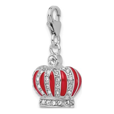Sterling Silver Crystal Crown Charm – view 5