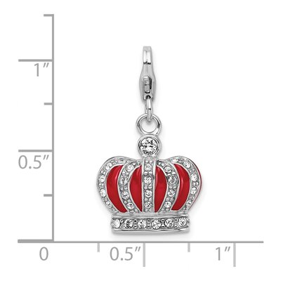 Sterling Silver Crystal Crown Charm – view 6