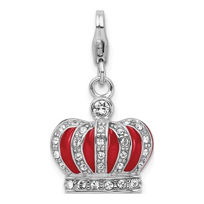 Sterling Silver Crystal Crown Charm