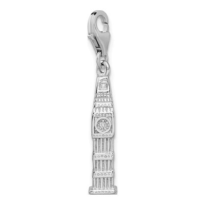Sterling Silver Clock Tower Charm – view 5