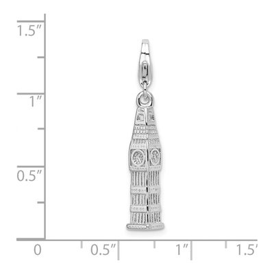 Sterling Silver Clock Tower Charm – view 6