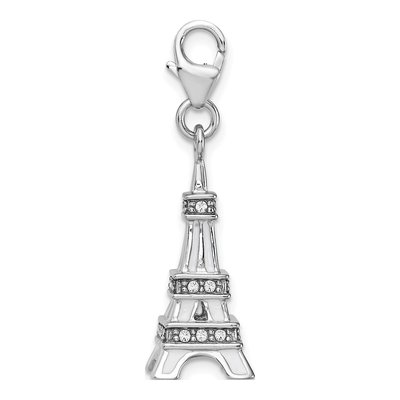 Sterling Silver Crystal Eiffel Tower Charm – view 3