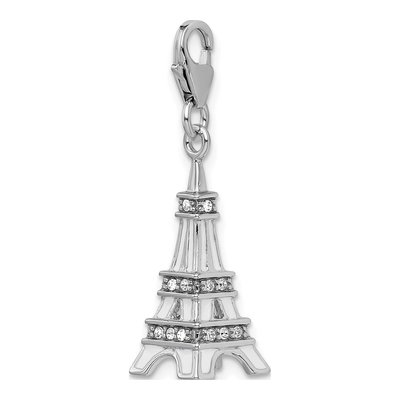 Sterling Silver Crystal Eiffel Tower Charm – view 5