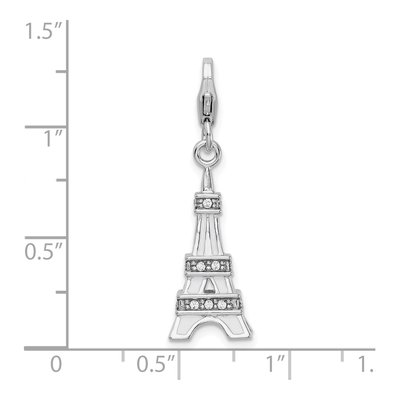 Sterling Silver Crystal Eiffel Tower Charm – view 6