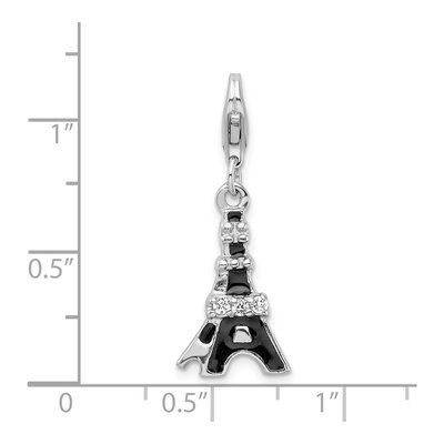 Sterling Silver CZ Eiffel Tower Charm – view 5