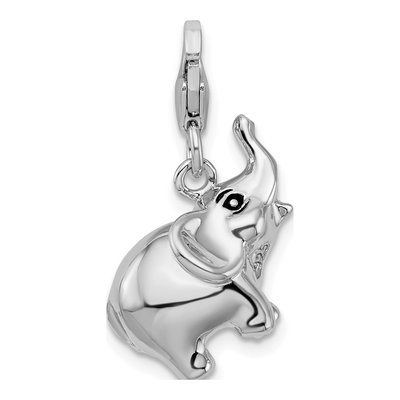 Sterling Silver 3-D Enamel Elephant Charm – view 4