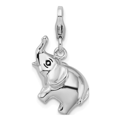 Sterling Silver 3-D Enamel Elephant Charm