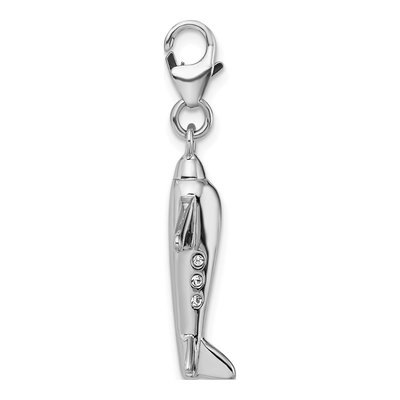 Sterling Silver Crystal 3-D Airplane Charm – view 3