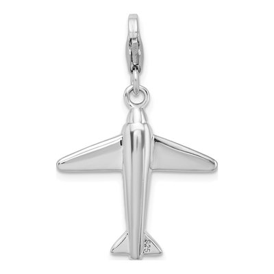 Sterling Silver Crystal 3-D Airplane Charm – view 4