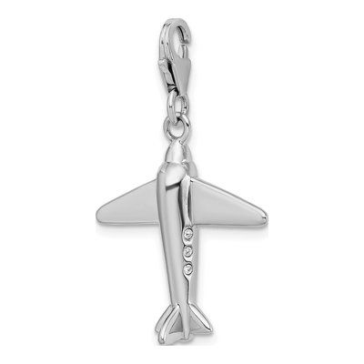 Sterling Silver Crystal 3-D Airplane Charm – view 5