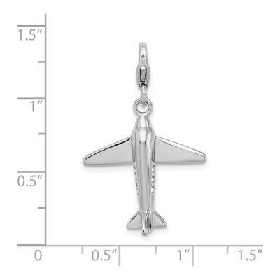 Sterling Silver Crystal 3-D Airplane Charm – view 6