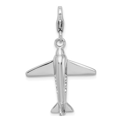 Sterling Silver Crystal 3-D Airplane Charm