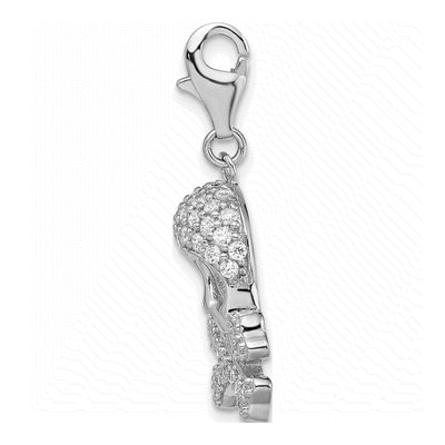Sterling Silver CZ Skull Crossbones Charm – view 3