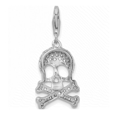 Sterling Silver CZ Skull Crossbones Charm – view 4