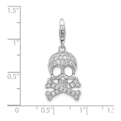 Sterling Silver CZ Skull Crossbones Charm – view 5