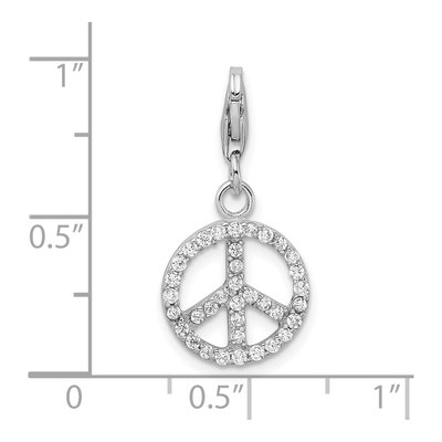 Sterling Silver CZ Peace Sign Charm – view 5