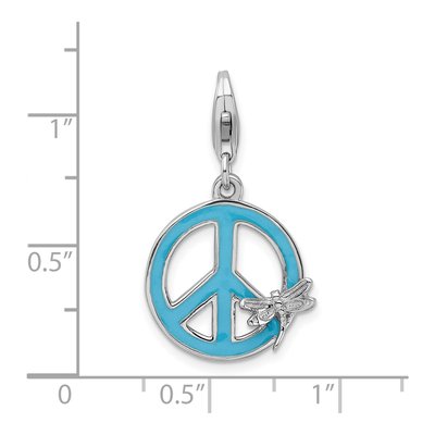 Sterling Silver Peace Sign Dragonfly Charm – view 5