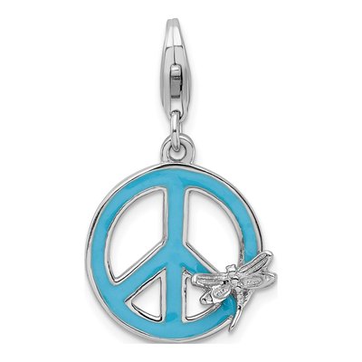 Sterling Silver Peace Sign Dragonfly Charm