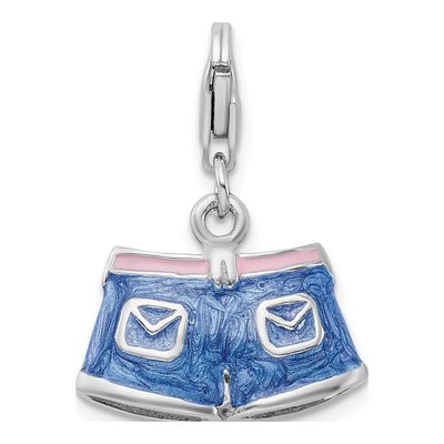 Sterling Silver 3-D Enameled Blue Jean Shorts Charm – view 5