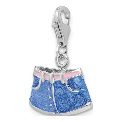 Sterling Silver 3-D Enameled Blue Jean Shorts Charm – view 6