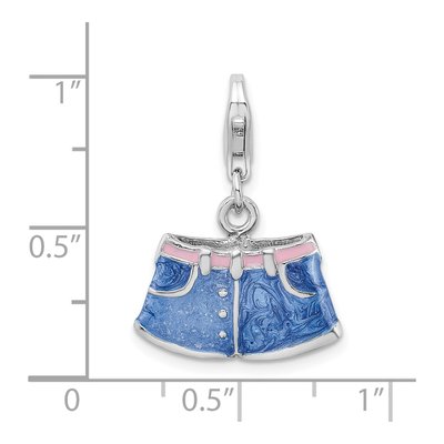 Sterling Silver 3-D Enameled Blue Jean Shorts Charm – view 7
