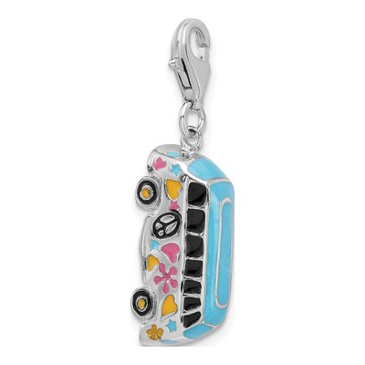 Sterling Silver Enamel Hippie Bus Charm – view 5