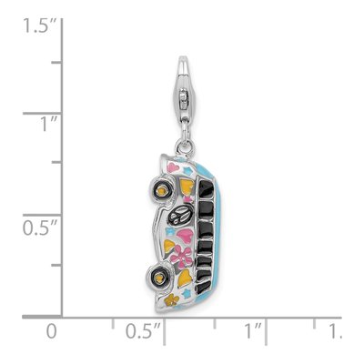 Sterling Silver Enamel Hippie Bus Charm – view 6