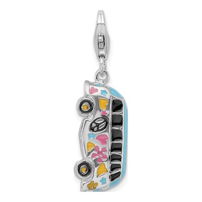 Sterling Silver Enamel Hippie Bus Charm