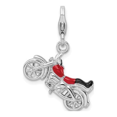 Sterling Silver 3-D Motorcycle Charm