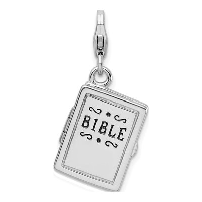 Sterling Silver 3-D Enameled Bible Charm