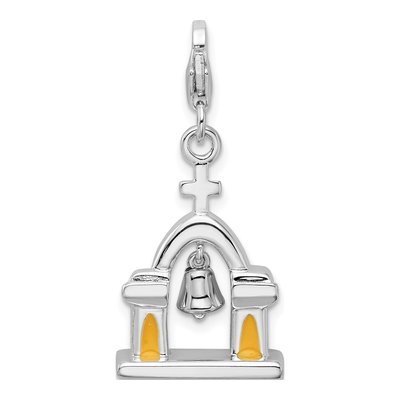 Sterling Silver 3-D Enameled Church Charm – view 4