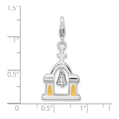 Sterling Silver 3-D Enameled Church Charm – view 5