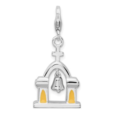 Sterling Silver 3-D Enameled Church Charm